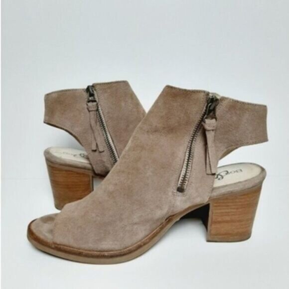 BOS. & CO. Celeste Peep-Toe Ankle Boots Heels Chunky Heel Genuine Suede Sz 9 - Picture 9 of 11